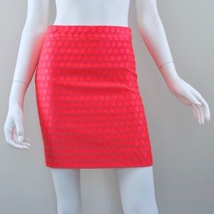 {J. Crew} Pencil Skirt in Neon Pink Polka Dot, $90